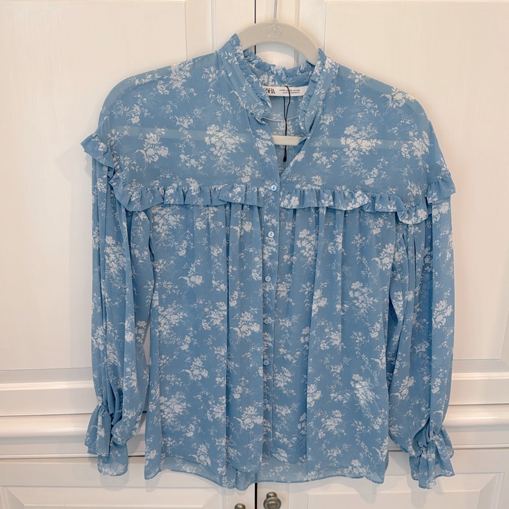 NWOT Zara Floral Blouse